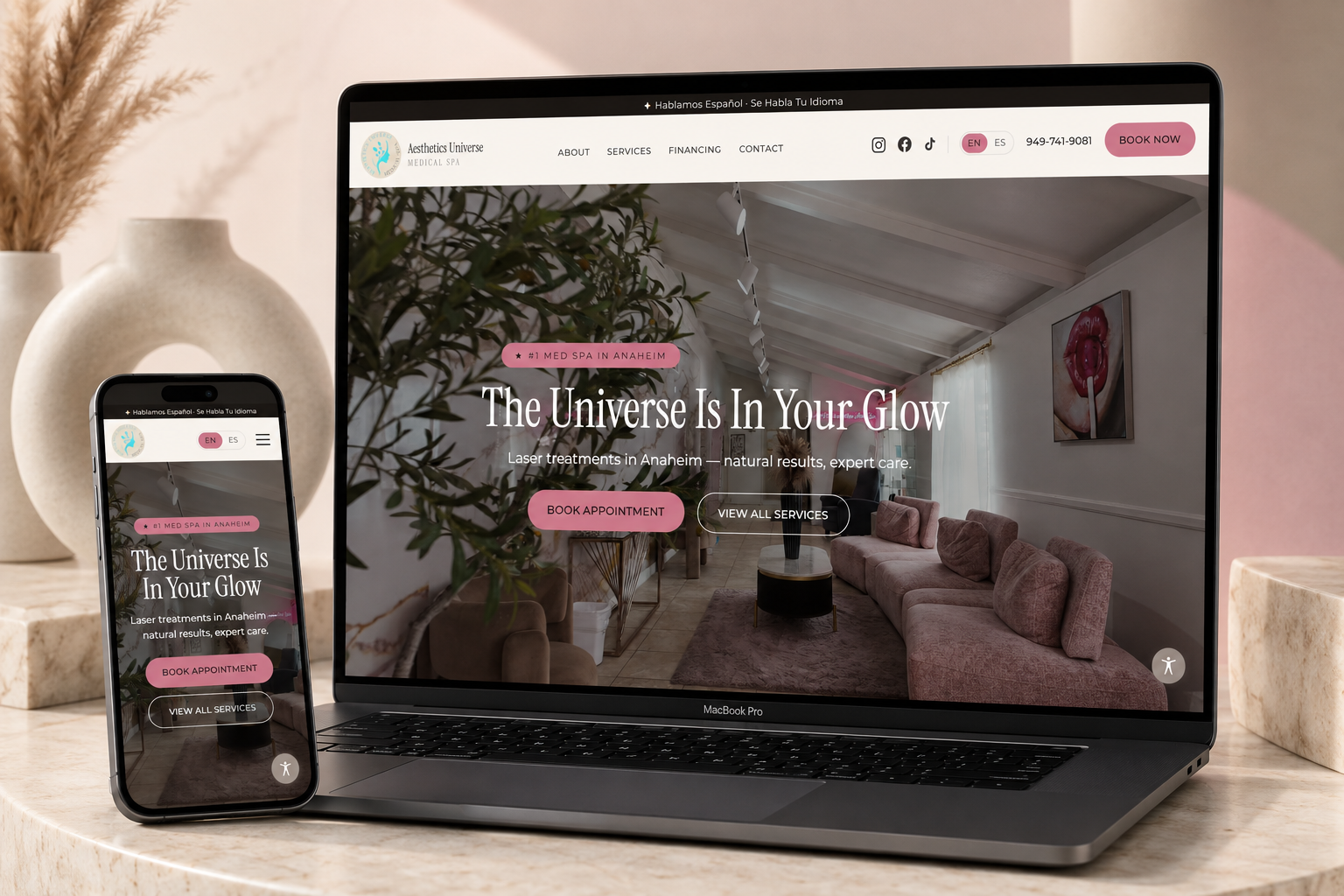 Aesthetics Universe website built by Medi-Edge Marketing
