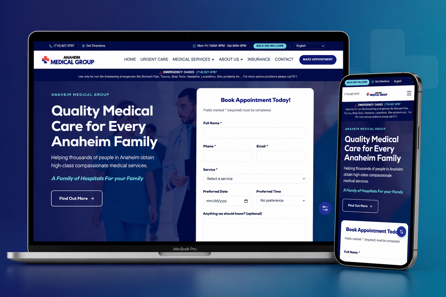 Anaheim Medical Group website mockup