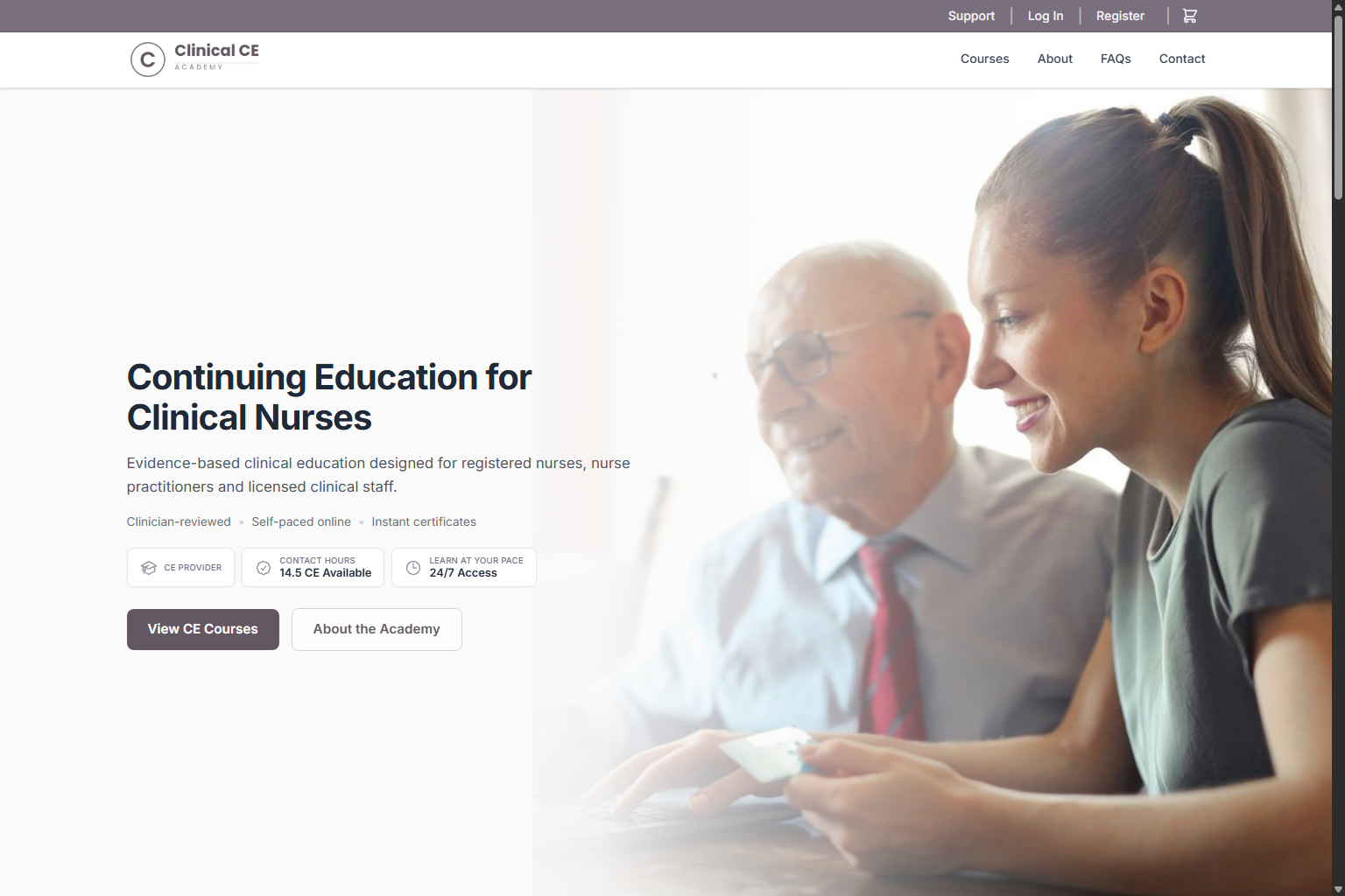 Clinical CE Academy website mockup