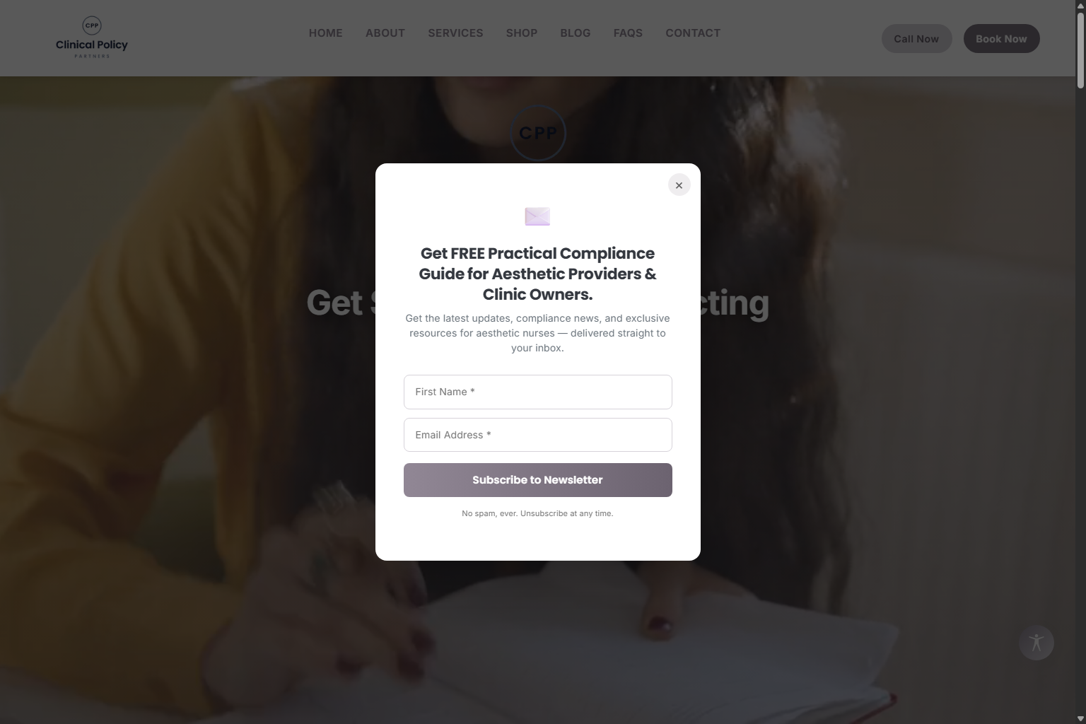 Clinical Policy Partners website mockup
