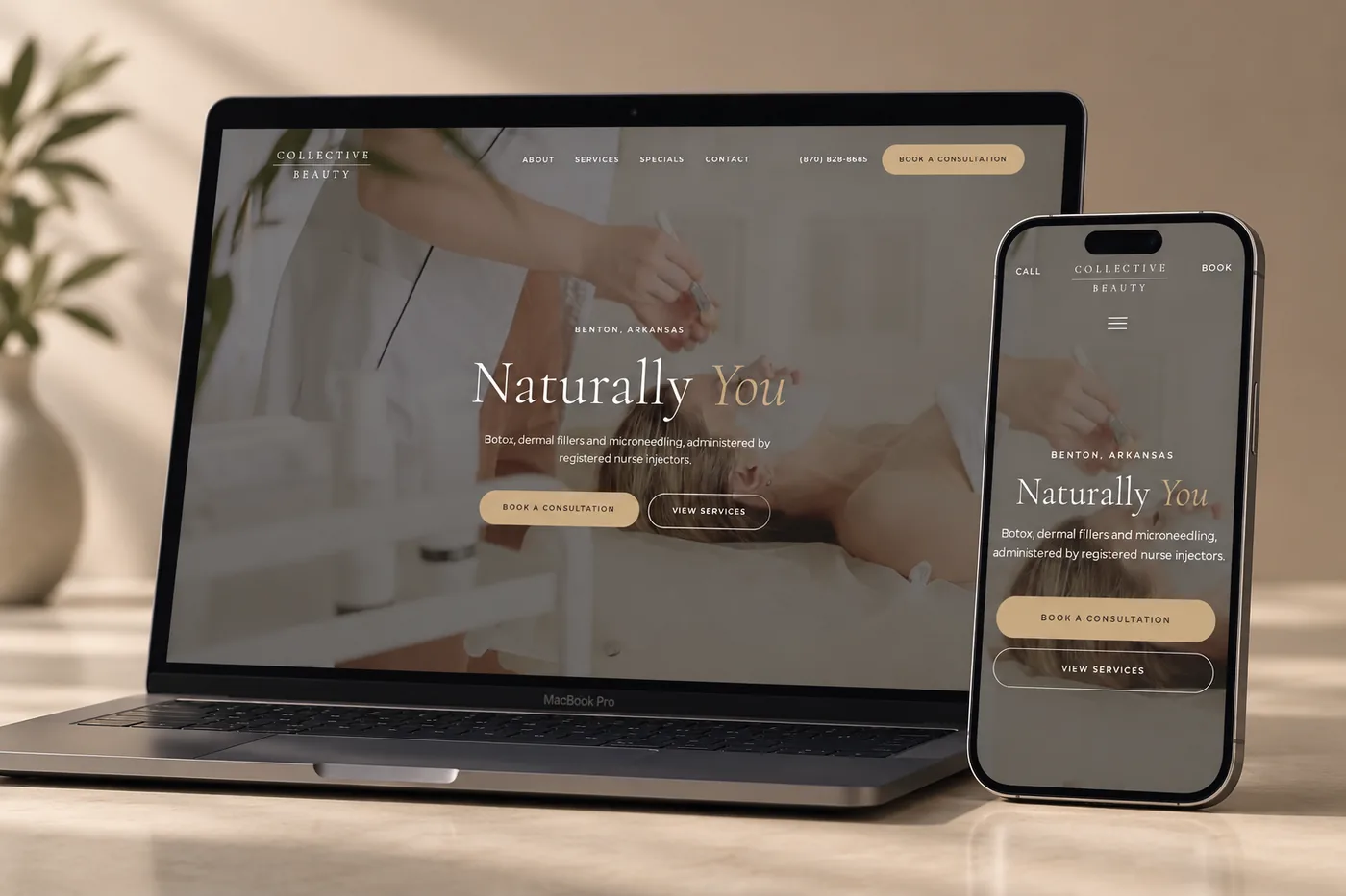 Collective Beauty website, built by Medi-Edge Marketing