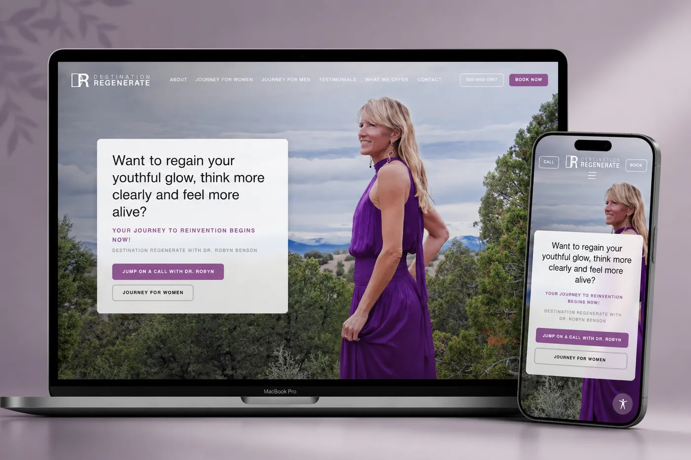 Destination Regenerate website built by Medi-Edge Marketing