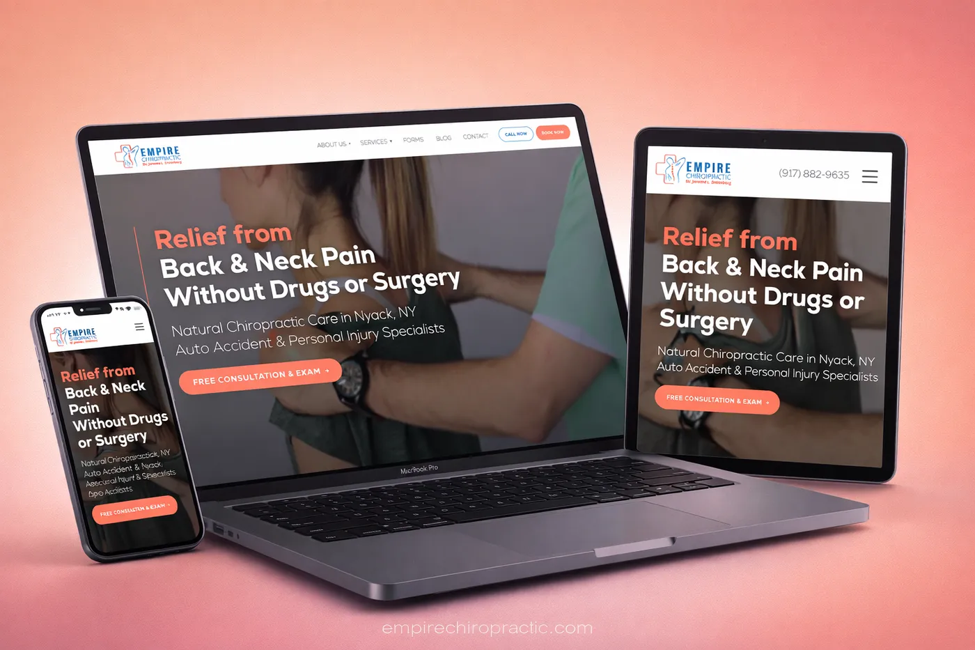 Empire Chiropractic website built by Medi-Edge Marketing