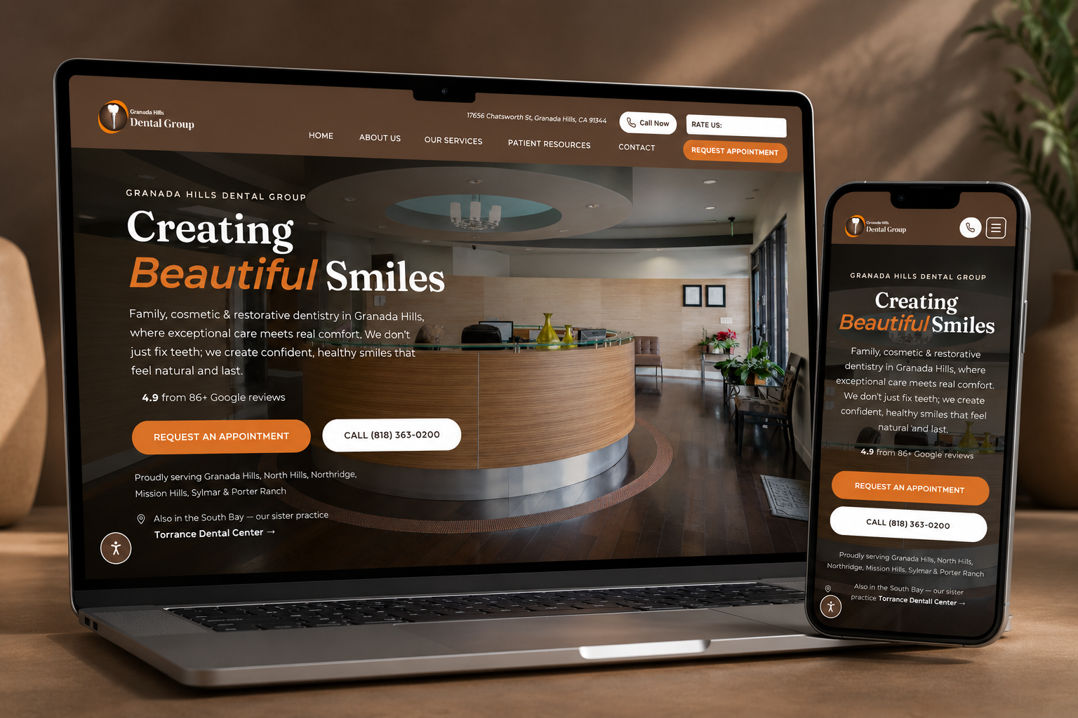 Granada Hills Dental Group website mockup