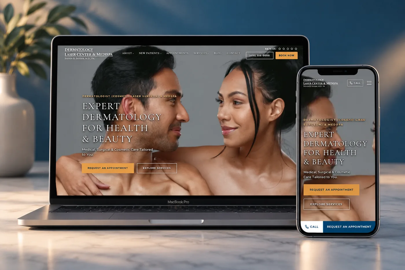 Dermatology Laser Center & Medispa website, built by Medi-Edge Marketing