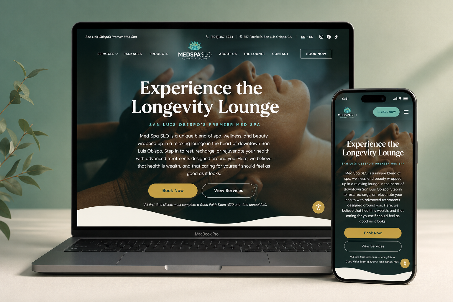 Med Spa SLO website built by Medi-Edge Marketing