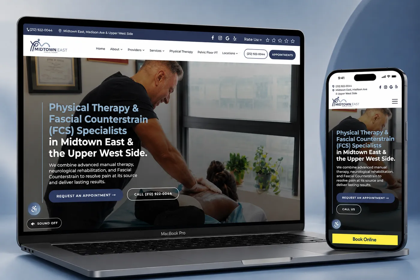 Midtown East Physical Therapy website built by Medi-Edge Marketing