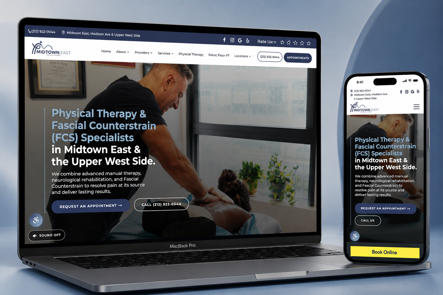 Midtown East Physical Therapy website built by Medi-Edge Marketing