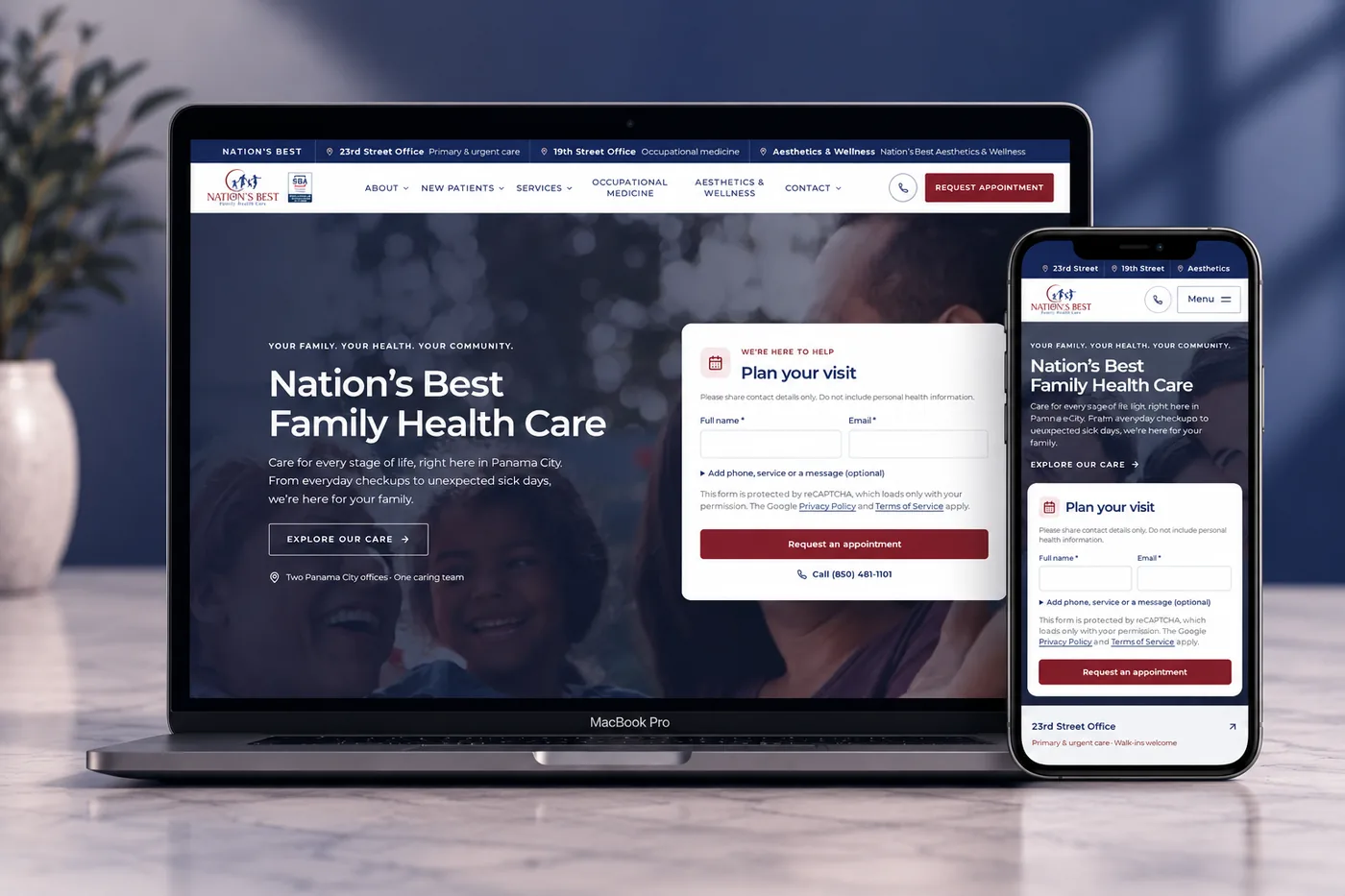 Nation’s Best Family Health Care website, built by Medi-Edge Marketing
