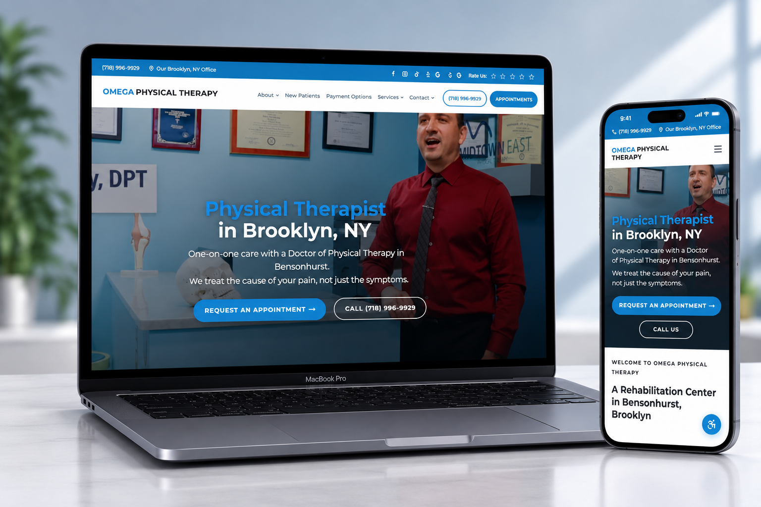 Omega Physical Therapy website built by Medi-Edge Marketing