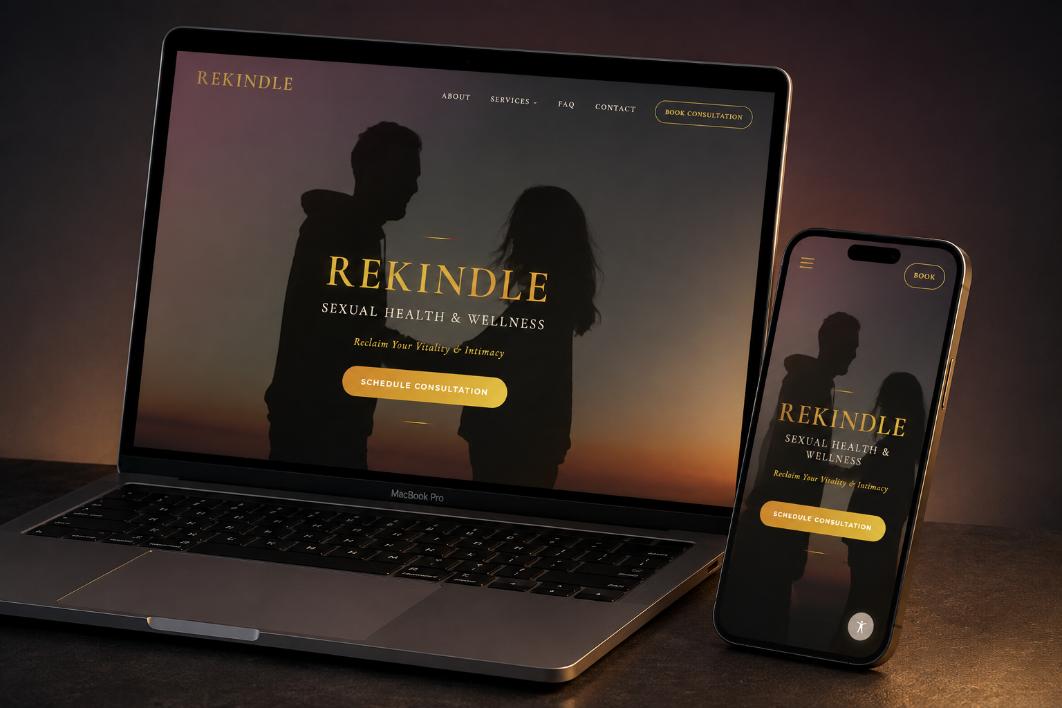 Rekindle Sexual Health & Wellness website mockup