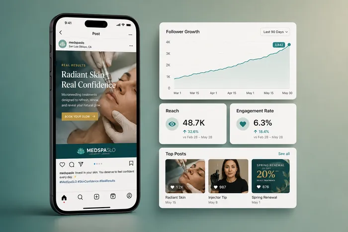 Social media posts and Instagram profile for a medical practice