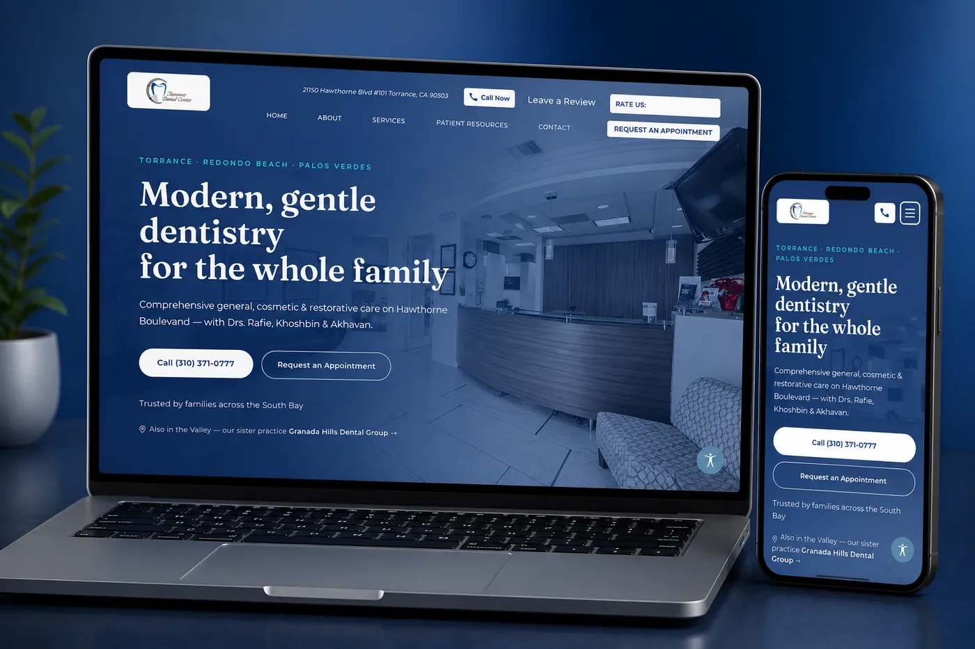 Torrance Dental Center website built by Medi-Edge Marketing
