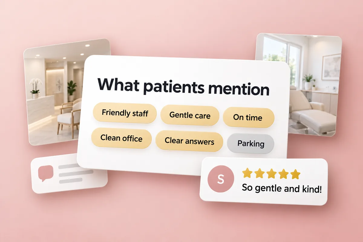 Illustration: common themes patients mention in their reviews