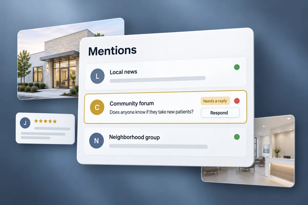 Illustration: online mentions with one flagged for a response